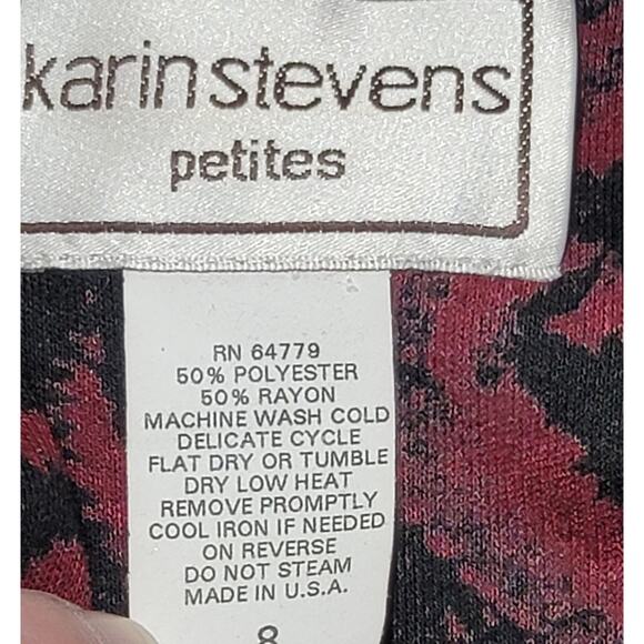 Karin Stevens Burgundy Black Geo Print 2 Piece A Line Dress Set 8P Lightweight - Picture 5 of 8